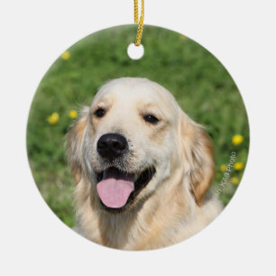 Golden Retriever Headshot 1 Ceramic Tree Decoration