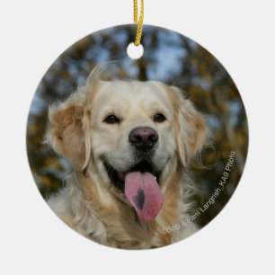 Golden Retriever Headshot 3 Ceramic Tree Decoration