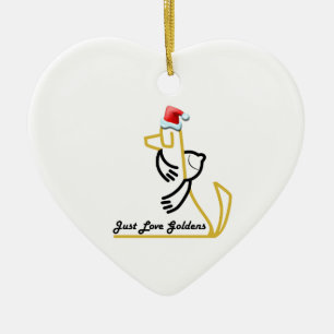 Golden Retriever Heart Ornament, Just Love Goldens Ceramic Tree Decoration