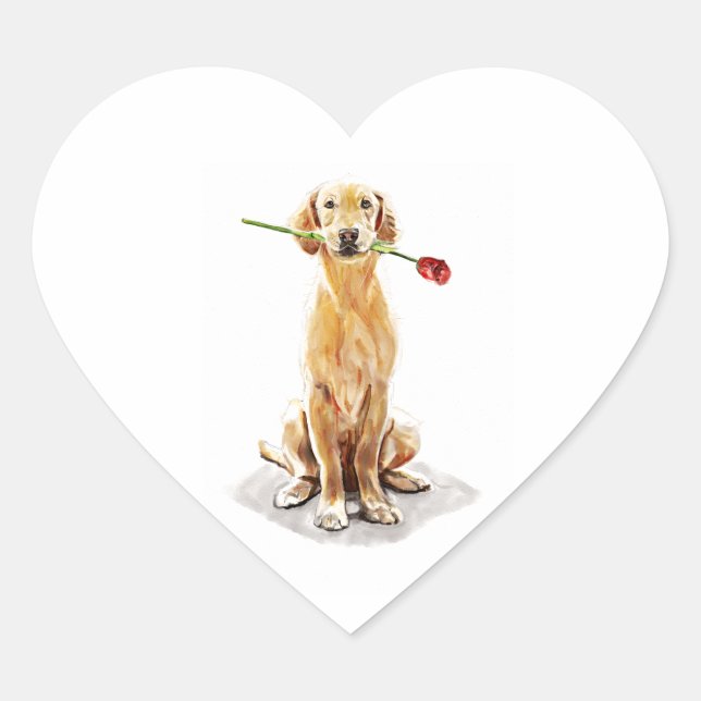 Golden Retriever Heart Sticker (Front)