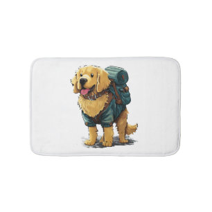 Golden Retriever Hiking and Camping  Bath Mat