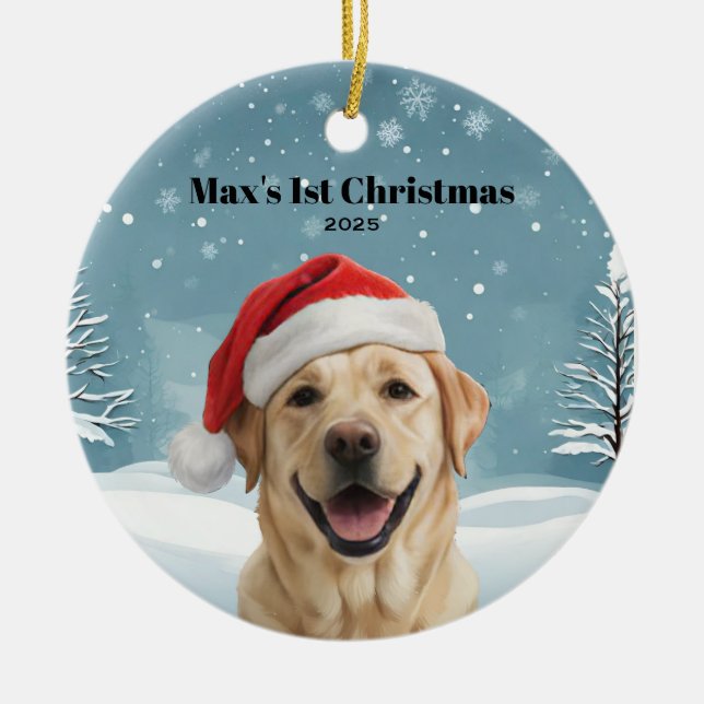 Golden Retriever Holiday 1 Ceramic Tree Decoration (Front)