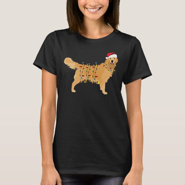 Golden Retriever Holiday Christmas Light 454 T-Shirt (Front)
