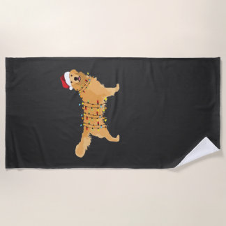 Golden Retriever Holiday Christmas Light Essential Beach Towel