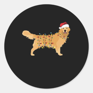 Golden Retriever Holiday Christmas Light Essential Classic Round Sticker