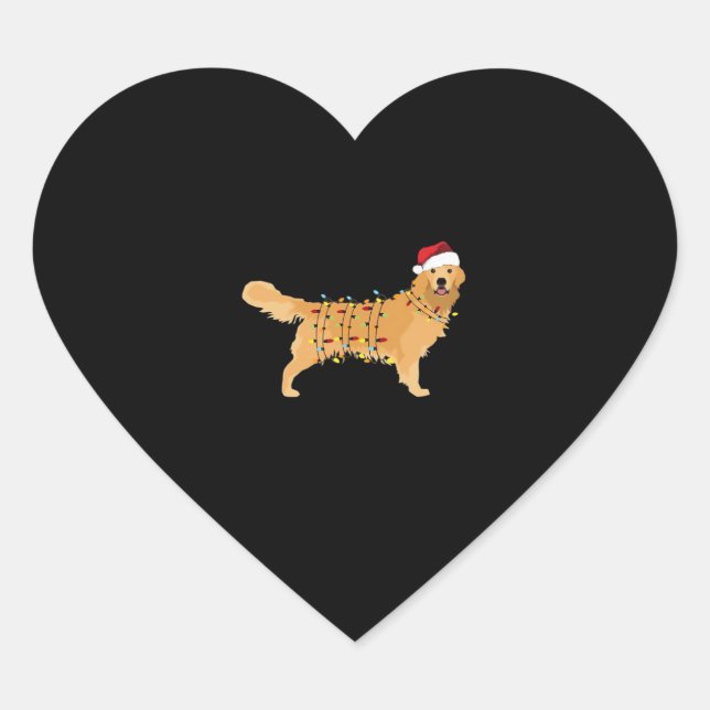 Golden Retriever Holiday Christmas Light Essential Heart Sticker (Front)