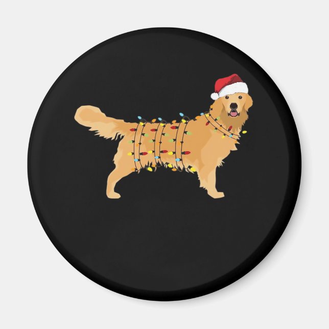 Golden Retriever Holiday Christmas Light Essential Magnet (Front)