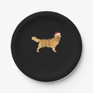Golden Retriever Holiday Christmas Light Essential Paper Plate