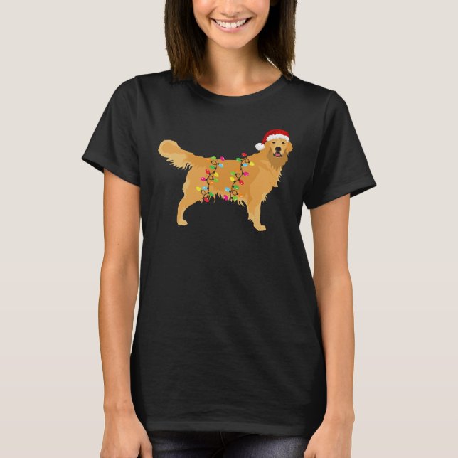 Golden Retriever Holiday Christmas Light Golden Re T-Shirt (Front)