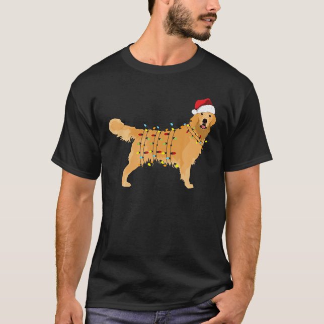 Golden Retriever Holiday Christmas Light T-Shirt (Front)