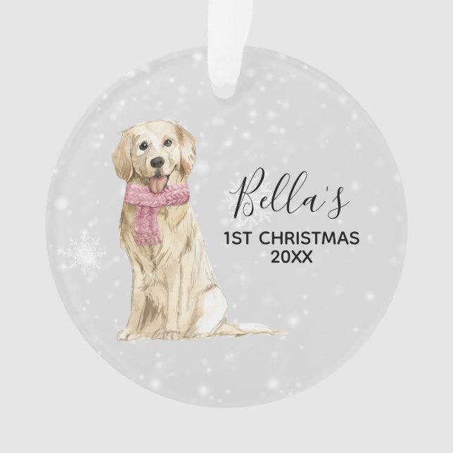 Golden Retriever Holiday Christmas Ornament (Front)