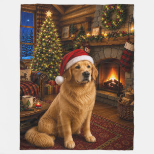 Golden Retriever Holiday  Fleece Blanket