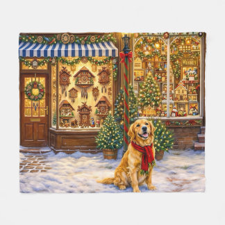 Golden Retriever Holiday  Fleece Blanket