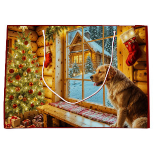 Golden Retriever Holiday  Large Gift Bag