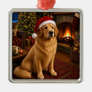 Golden Retriever Holiday Metal Tree Decoration
