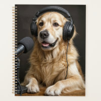Golden Retriever Hosting a Podcast