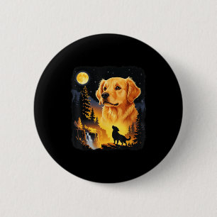 Golden retriever howling to the moon vintage funny 6 cm round badge