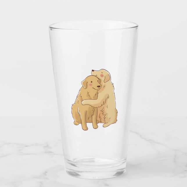 Golden Retriever hug    Glass (Front)
