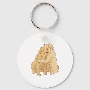 Golden Retriever hug    Key Ring