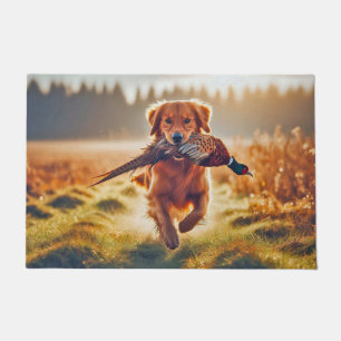 Golden Retriever Hunter and Pheasant Welcome Mat