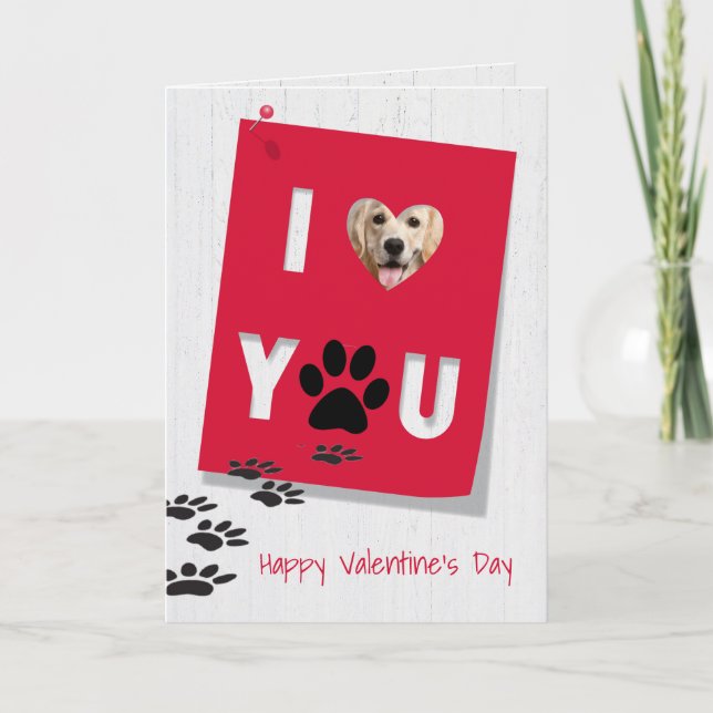 Golden Retriever I Love You Valentine Holiday Card (Front)