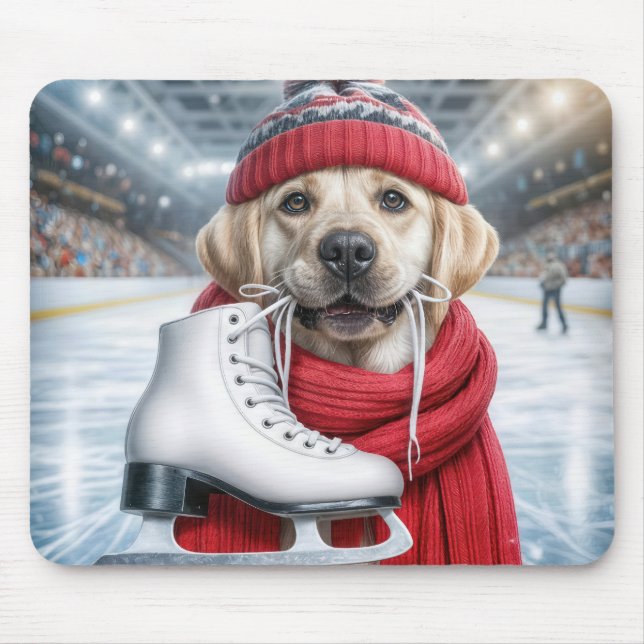 Golden Retriever Ice Hocky Mouse Mat (Front)