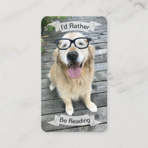 Golden Retriever I'd Rather Be Reading Bookmark Business Card