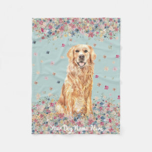 Golden Retriever Illustration Dog Hotel Pet Sitter Fleece Blanket