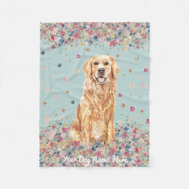Golden Retriever Illustration Dog Hotel Pet Sitter Fleece Blanket (Front)