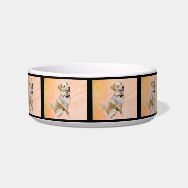 Golden Retriever In A Bowtie Medium Pet Bowl (Front)