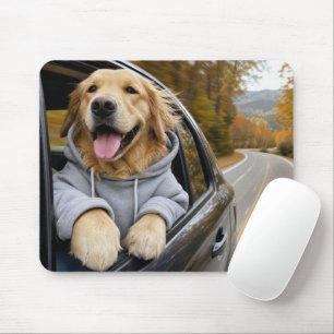Golden Retriever in a Car Window Mouse Mat