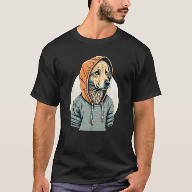 Golden Retriever In A Hoodie  Cool K9 Light T-Shirt (Front)