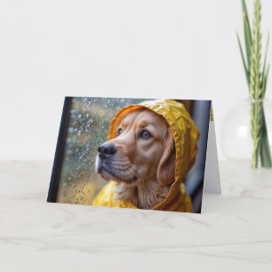 Golden Retriever In a Rain Slicker Card