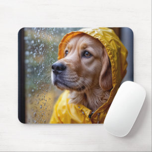 Golden Retriever In a Rain Slicker Mouse Mat
