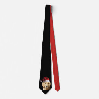 Golden Retriever in a Santa Claus Hat Tie