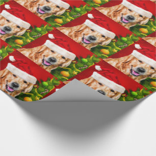 Golden Retriever in a Santa Hat Christmas Wrapping Paper