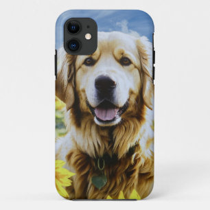 Golden Retriever in a Sunflower Field iPhone 11 Case