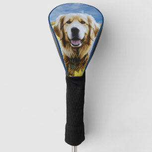 Golden Retriever in a Sunflower Field Golf Head Cover