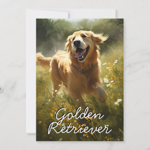 Golden Retriever in a Sunlit Meadow Holiday Card
