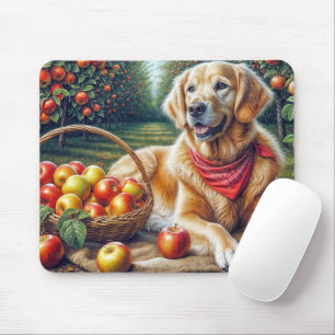 Golden Retriever In Apple Orchard Mouse Mat