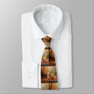 Golden Retriever in Autumn Leaves Fall Inspire Tie