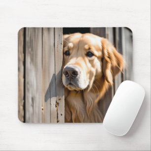 Golden Retriever In Barn Door Mouse Mat