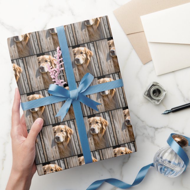 Golden Retriever In Barn Door Wrapping Paper (Gifting)