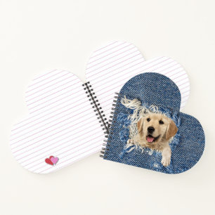 Golden Retriever in Blue Jean Hole Notebook