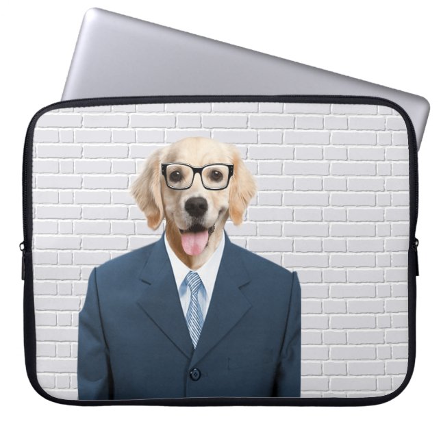 Golden Retriever in Business Suit  Laptop Sleeve (Front)