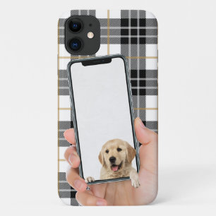 Golden Retriever in cell phone frame iPhone 11 Case