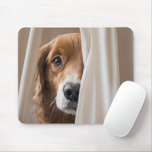 Golden Retriever In Curtain Mouse Mat
