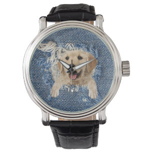 Golden Retriever in Denim Hole Watch