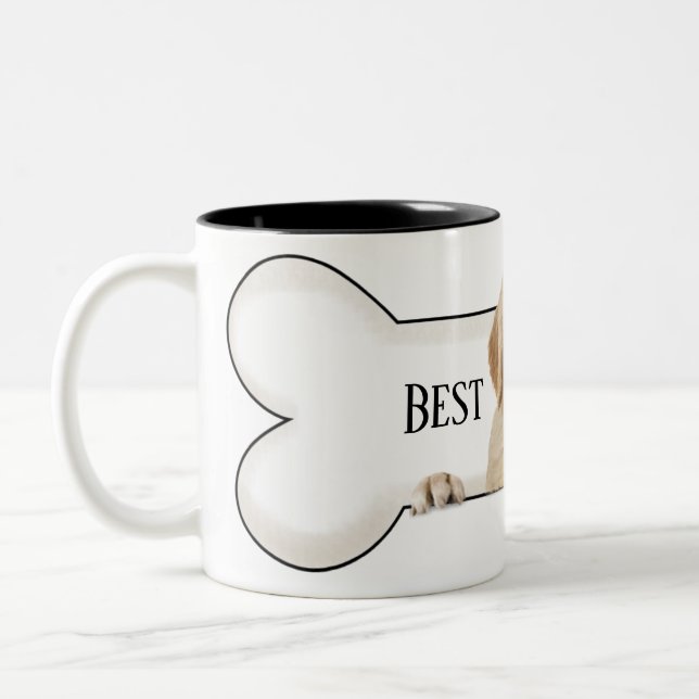 Golden Retriever in dog bone Two-Tone Coffee Mug (Left)