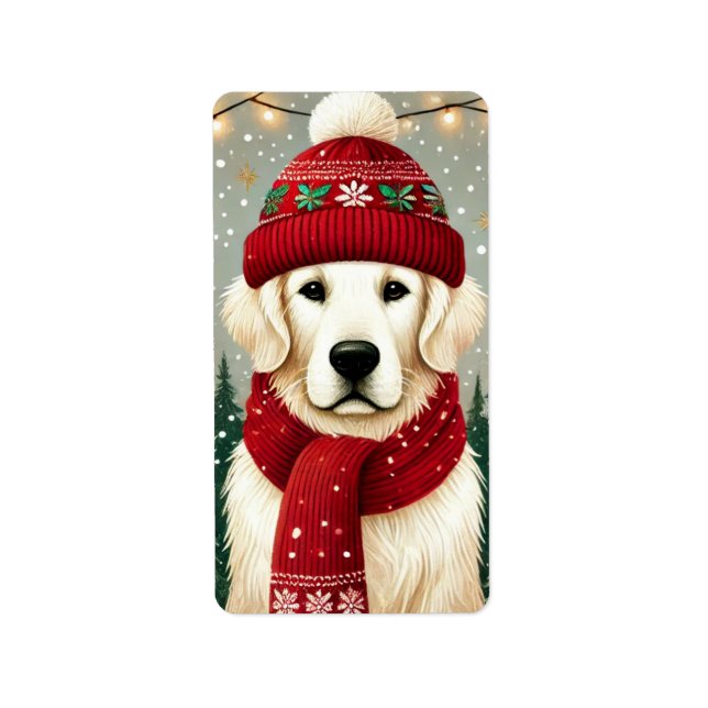 Golden Retriever in Festive Sweater - Cozy Christm Label (Front)